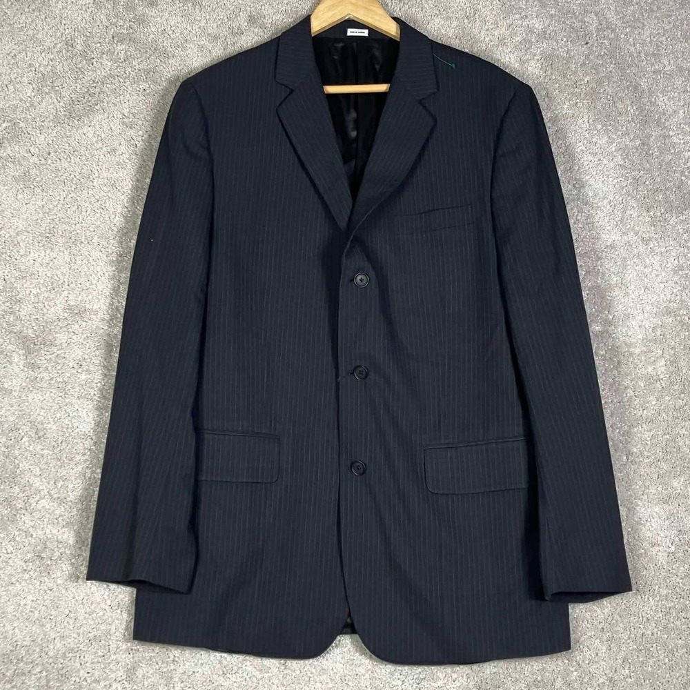 Calvin Klein Suit Mens XL 33x32 Grey Pinstripe 3 Button Blazer Trousers Set - Picture 2 of 16